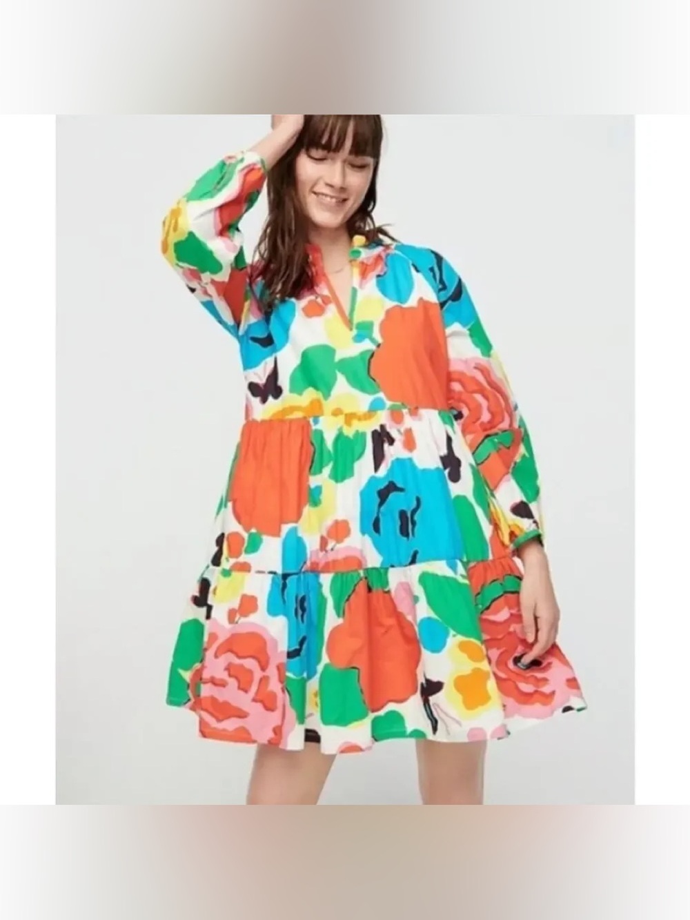 J Crew Jardin Floral Teired Popver dress